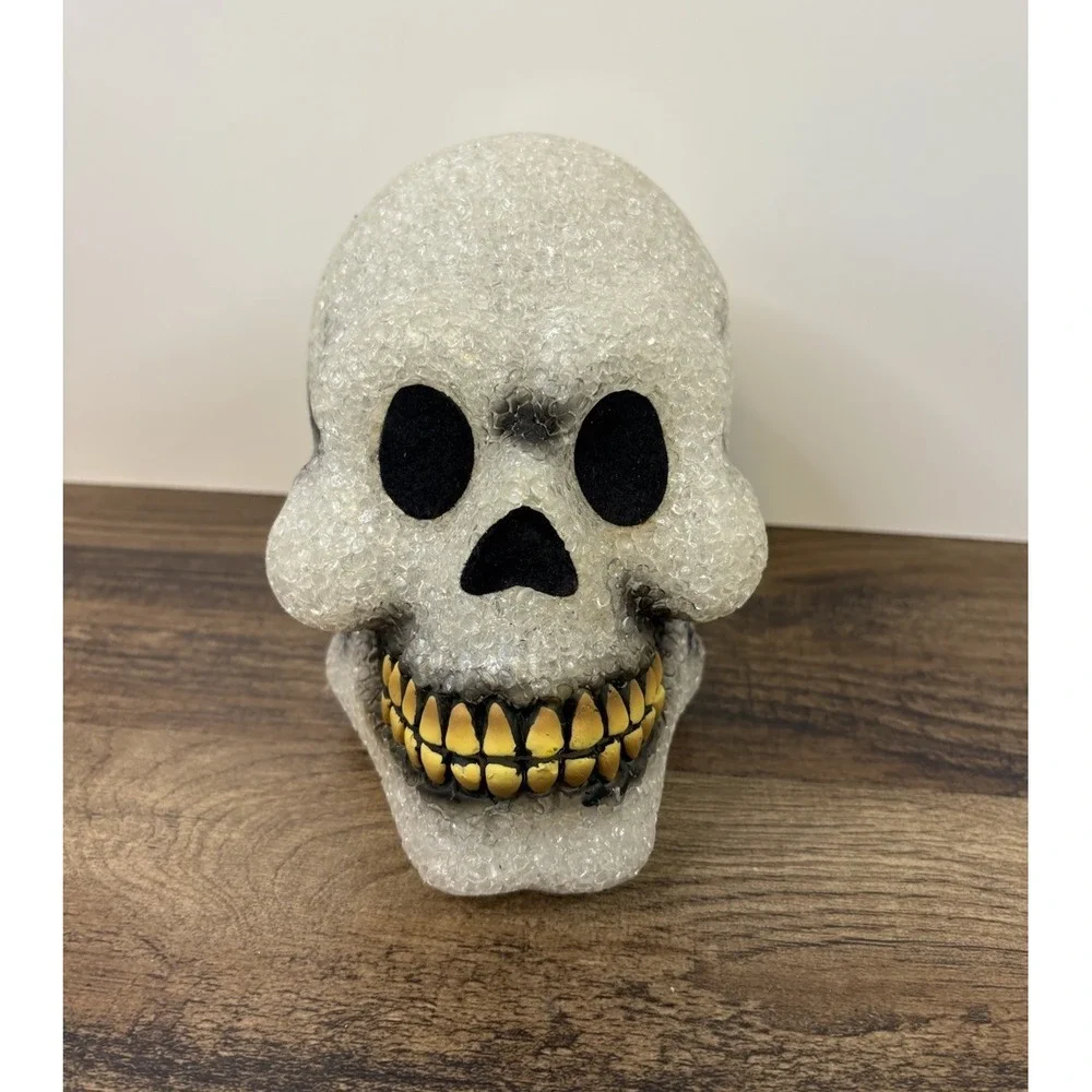 Vintage Halloween Skull Melted Plastic Popcorn Mold Skeleton Prop NO LIGHT
